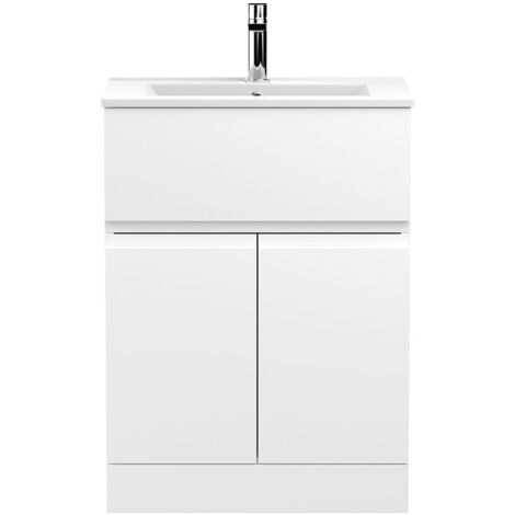 Hudson Reed Urban Floor Standing Vanity Unit with Basin 2 Satin White - 600mm Wide (1/5)
