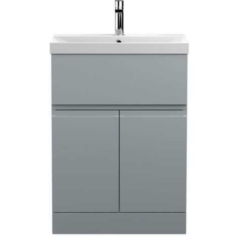 Hudson Reed Urban Floor Standing Vanity Unit with Basin 3 Satin Grey - 600mm Wide