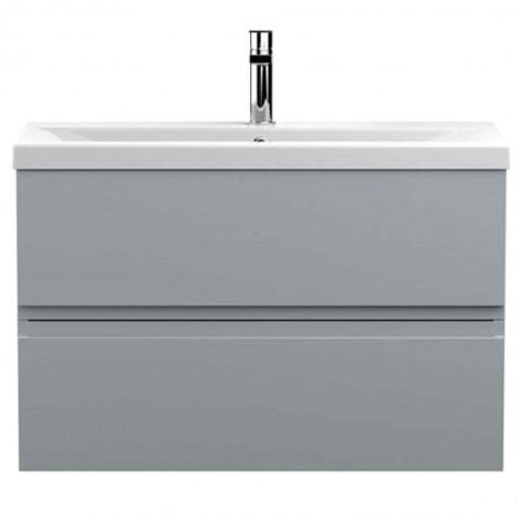 Hudson Reed Urban Wall Hung 2-Drawer Vanity Unit with Basin 1 Satin Grey - 800mm Wide (1/5)