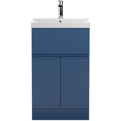 Hudson Reed Urban Floor Standing Vanity Unit with Basin 3 Satin Blue - 500mm Wide (1/5)