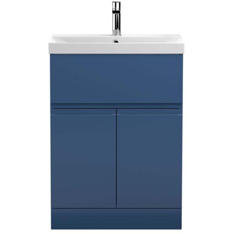 Hudson Reed Urban Floor Standing Vanity Unit with Basin 3 Satin Blue - 600mm Wide (1/5)