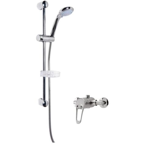 Nuie Round Manual Exposed Shower Valve with Slider Rail Kit - Chrome (1/2)