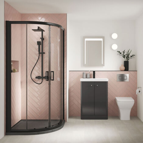 Nuie Rene Black Quadrant Shower Enclosure 900mm x 900mm - 6mm Glass