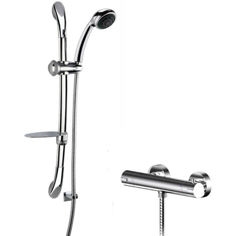ENKI Thermostatic Shower Valve Mixer Tap Top Outlet Curved Exposed 