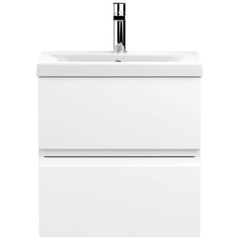 Hudson Reed Urban Wall Hung 2-Drawer Vanity Unit with Basin 1 Satin White - 500mm Wide (1/5)