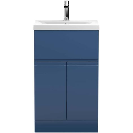 Hudson Reed Urban Floor Standing Vanity Unit with Basin 1 Satin Blue - 500mm Wide (1/4)