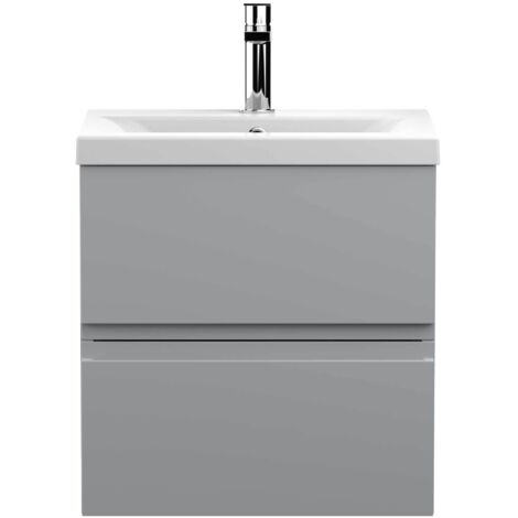 Hudson Reed Urban Wall Hung 2-Drawer Vanity Unit with Basin 1 Satin Grey - 500mm Wide (1/6)