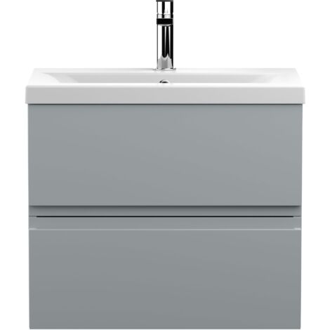 Hudson Reed Urban Wall Hung 2-Drawer Vanity Unit with Basin 1 Satin Grey - 600mm Wide (1/5)