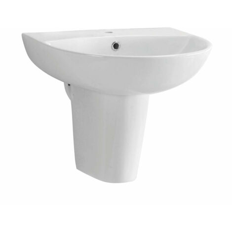 Orbit Viva Basin with Semi Pedestal 500mm Wide - 1 Tap Hole (1/2)