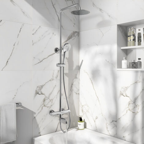 Orbit Rondo Thermostatic Rigid Riser Shower Kit with Bath Filler - Chrome (1/4)