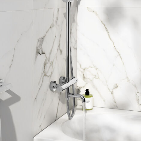 Orbit Rondo Thermostatic Rigid Riser Shower Kit with Bath Filler - Chrome