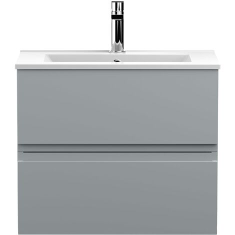 Hudson Reed Urban Wall Hung 2-Drawer Vanity Unit with Basin 2 Satin Grey - 600mm Wide (1/5)