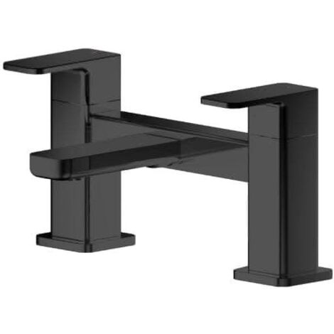Nuie Windon Matt Black Square Thermostatic Shower Bar Valve with Bottom Outlet - WIN403