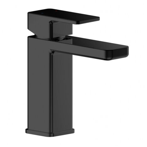 Nuie Windon Matt Black Mono Basin Mixer Tap with Push Button Waste - WIN405