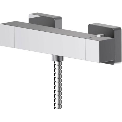 Nuie Sanford Chrome Square Thermostatic Shower Bar Valve with Bottom Outlet - SAN503 (1/2)