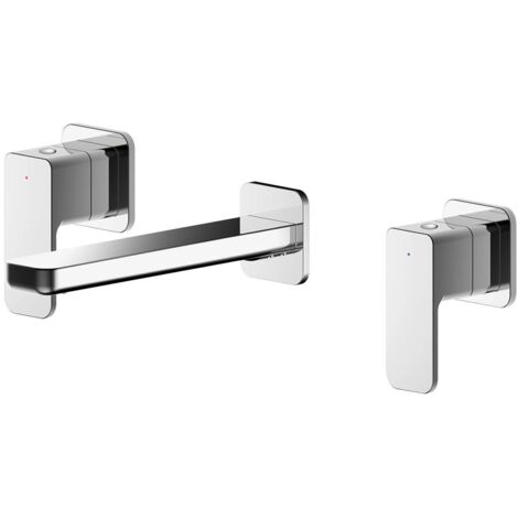 Nuie Windon Chrome Wall Mounted 3 Tap Hole Basin Mixer Tap - WIN317
