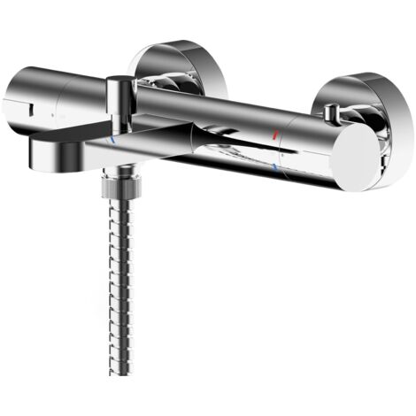 Nuie Arvan Wall Mounted Thermostatic Bath Shower Mixer Tap - Chrome