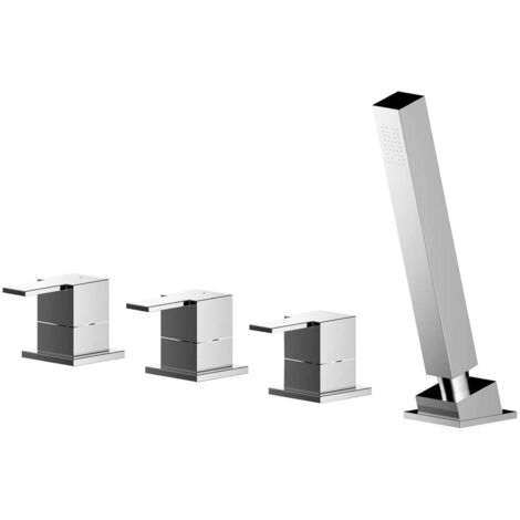 Nuie Sanford 4-Hole Pillar Mounted Bath Shower Mixer Tap - Chrome (1/2)