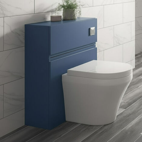 Vasari Silk Blue 600mm Concealed Cistern Toilet Unit WC Bathroom Modern MDF