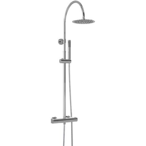 Hudson Reed Luxury Round Thermostatic Bar Mixer Shower with Shower Kit and Fixed Head - Chrome (1/4)