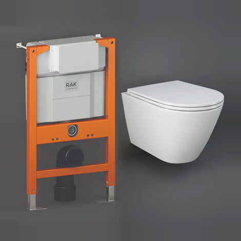 RAK Resort Mini Rimless Close Coupled Back to Wall Toilet , Cistern & Soft  Close Seat - 600mm Short Projection