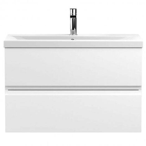 Hudson Reed Urban Wall Hung 2-Drawer Vanity Unit with Basin 1 Satin White - 800mm Wide