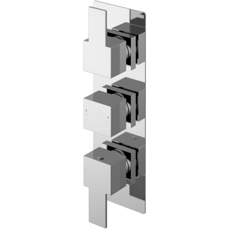 Nuie Sanford Thermostatic Concealed Shower Valve with Diverter Triple Handle - Chrome (1/2)