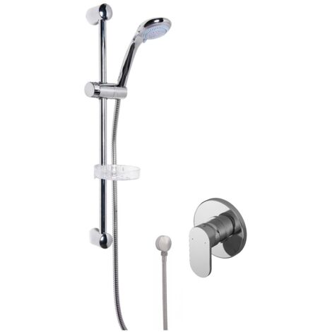 Nuie Binsey Round Manual Concealed Shower Valve with Slider Rail Kit - Chrome (1/2)