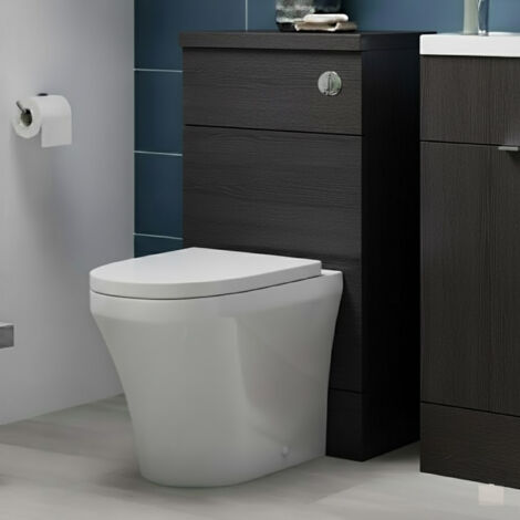Hudson Reed Fusion WC Unit with Coloured Worktop 500mm Wide - Charcoal Black Woodgrain