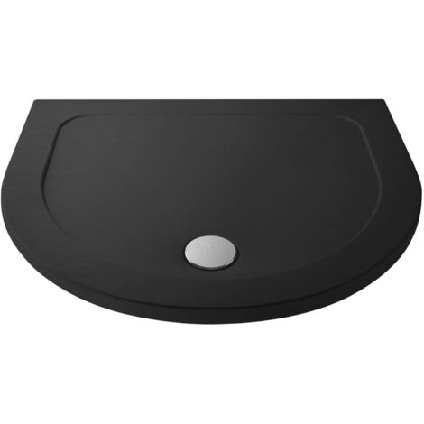 Nuie Pearlstone Grey Slate Effect Bespoke D-Shaped Shower Tray 1050mm x 950mm (1/2)