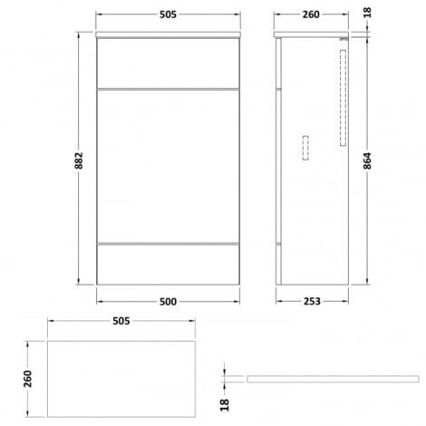 Hudson Reed Fusion Compact WC Unit with Coloured Worktop 500mm Wide ...