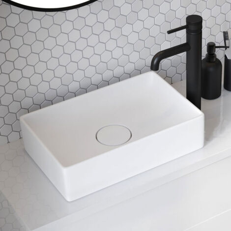 Orbit Edge Sit-On Countertop Basin with Waste Cover 500mm Wide - 0 Tap Hole (1/5)
