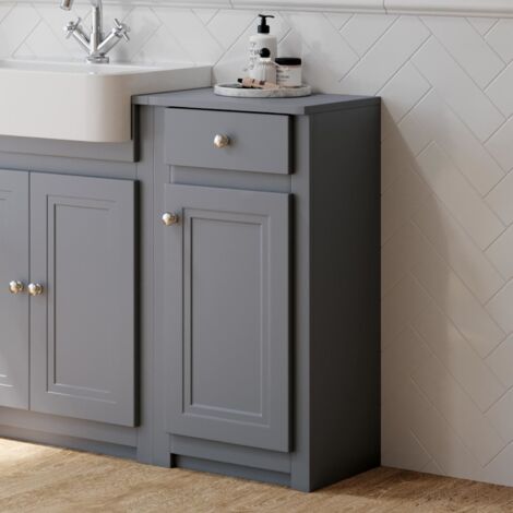 Orbit Classica Traditional Side Cabinet 400mm Wide 1-Drawer and 1-Door - Stone Grey (1/4)