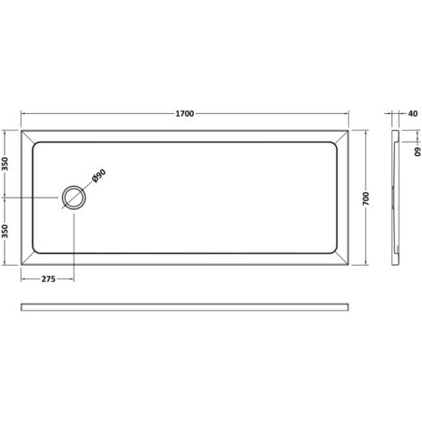 Nuie Pearlstone Grey Slate Effect Bath Replacement Rectangular Shower Tray 1700mm x 700mm
