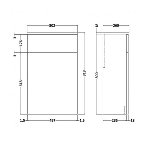 Nuie Arno Compact Back to Wall WC Unit 500mm W x 260mm D - Gloss White