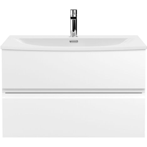 Hudson Reed Urban Wall Hung 2-Drawer Vanity Unit with Basin 4 Satin White - 800mm Wide (1/5)