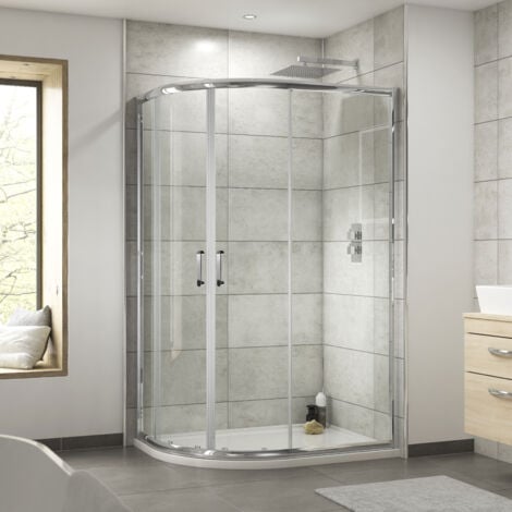 Nuie Pacific Offset Quadrant Shower Enclosure with Round Handle 1200mm x 800mm - 6mm Glass