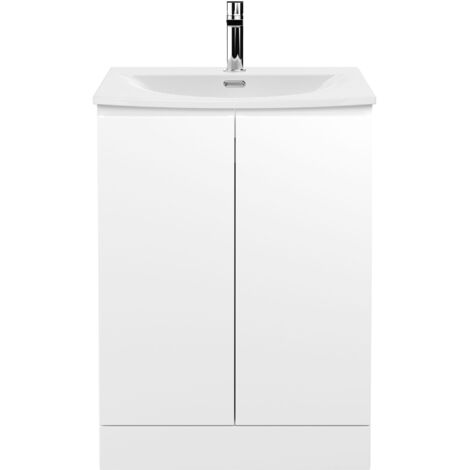 Hudson Reed Urban Floor Standing 2-Door Vanity Unit with Basin 4 Satin White - 600mm Wide (1/5)