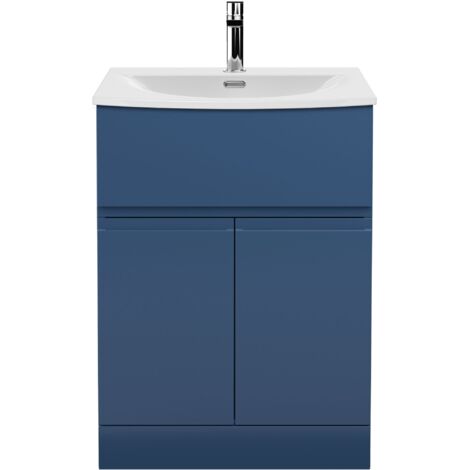 Hudson Reed Urban Floor Standing Vanity Unit with Basin 4 Satin Blue - 600mm Wide (1/5)