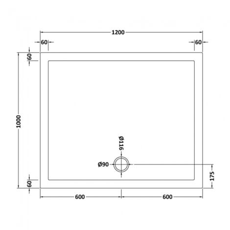 Nuie Pearlstone Grey Slate Effect Rectangular Shower Tray 1200mm x 1000mm