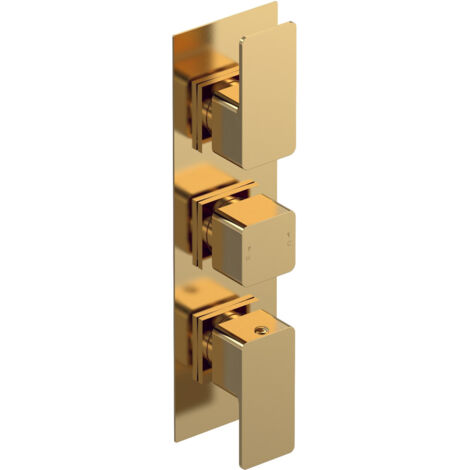 Nuie Windon Brushed Brass Triple Concealed Thermostatic Shower Valve - WIN8TR02