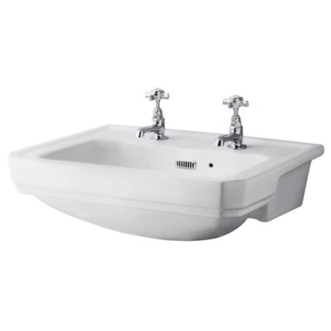 Bayswater Fitzroy Semi Recessed Basin 560mm Wide - 2 Tap Hole