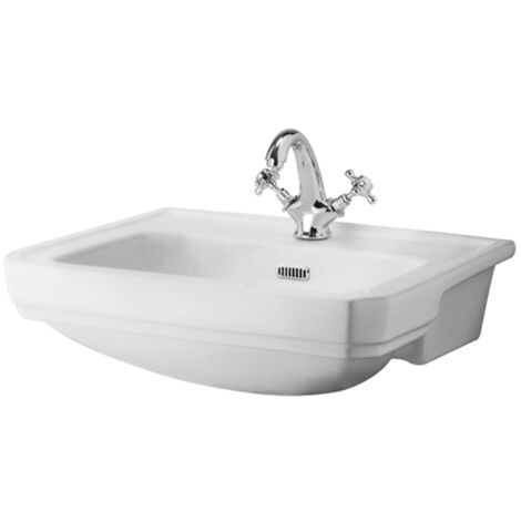 Bayswater Fitzroy Semi Recessed Basin 560mm Wide - 1 Tap Hole (1/2)