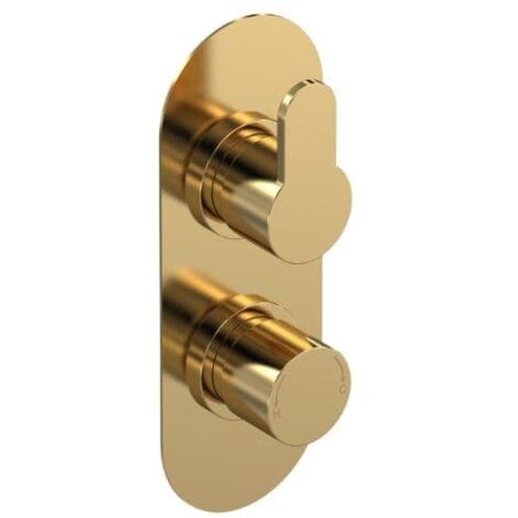 Nuie Arvan Thermostatic Concealed Shower Valve Dual Handle - Brushed Brass (1/5)