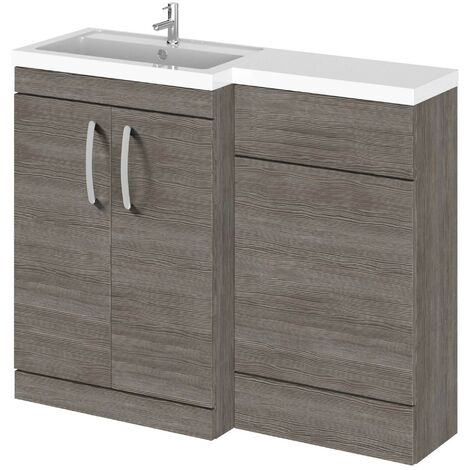 Nuie Arno LH Combination Unit with L-Shape Basin 1100mm Wide - Grey Brown Avola