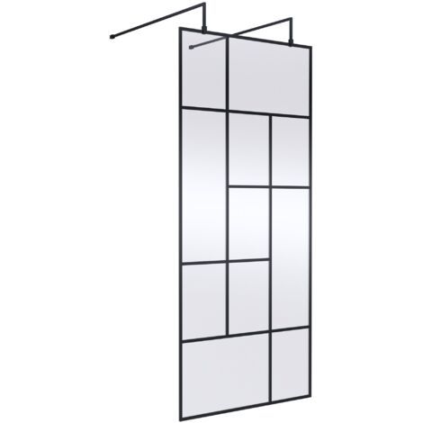Hudson Reed Abstract Frame Wetroom Screen with Support Bars 900mm Wide - 8mm Glass (1/2)