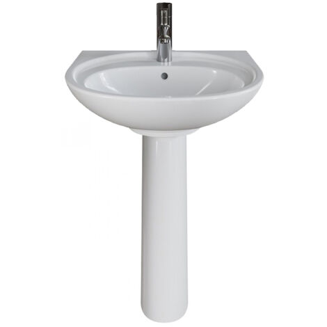 AKW Livenza Plus Basin with Full Pedestal 450mm Wide - 1 Tap Hole