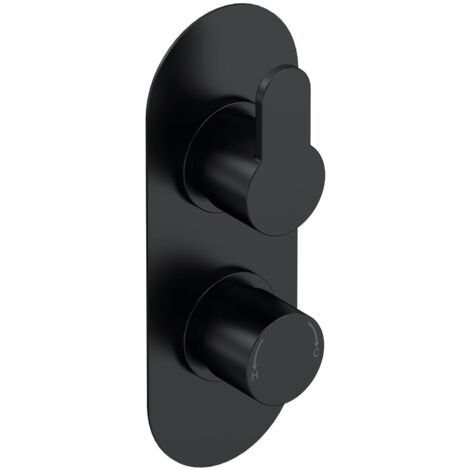 Nuie Arvan Thermostatic Concealed Shower Valve Dual Handle - Matt Black (1/3)