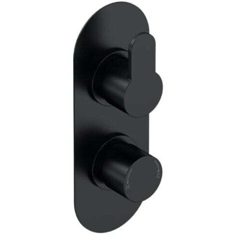 Nuie Arvan Thermostatic Concealed Shower Valve with Diverter Dual Handle - Matt Black