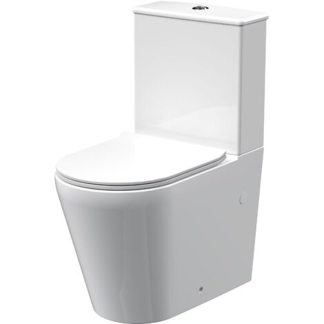 Nuie Freya Rimless Back to Wall Close Coupled Toilet - Sandwich Soft Close Seat